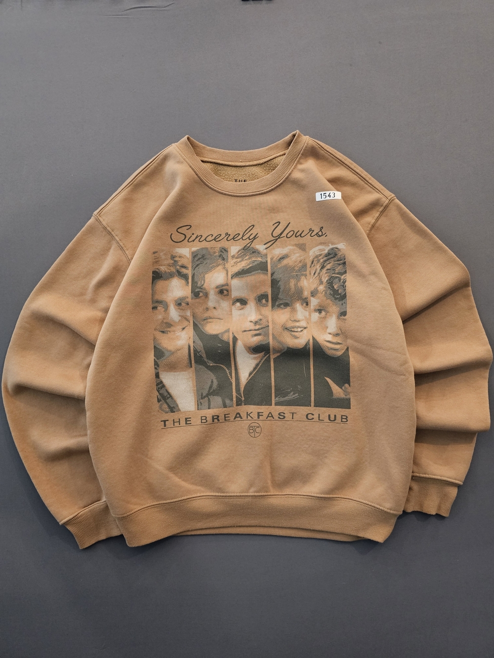 Officially Licensed The Breakfast Club 'Sincerely Yours' Tan Crewneck Sweatshirt